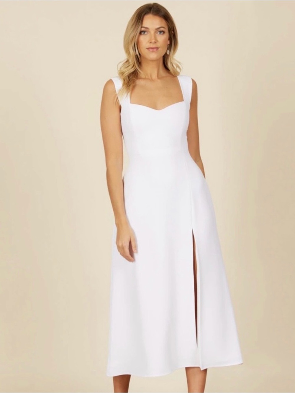 Park & Fifth White Hastings Midi Dress with Front Slit Plus Size Bridal 4XL NWT